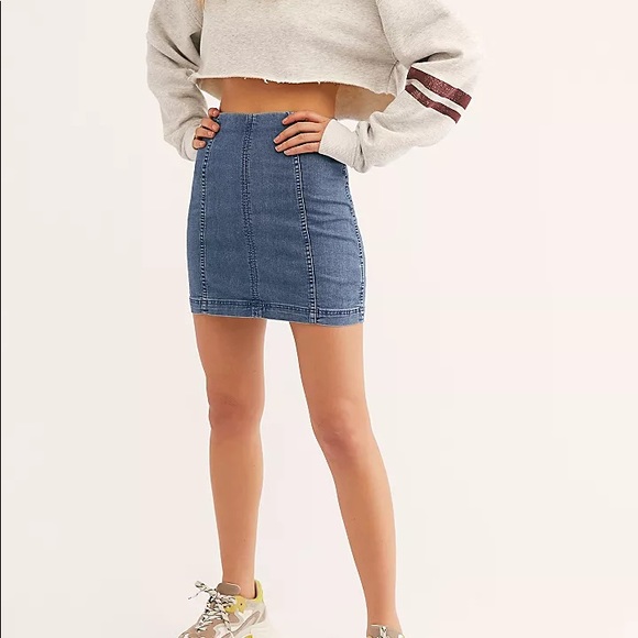 Free People Dresses & Skirts - Free People Modern Femme Denim Mini Skirt Stretch Jean Mini Size 6 Small